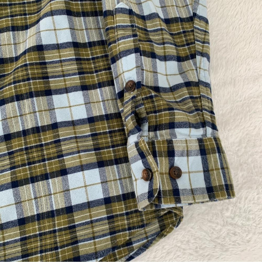 Men’s XL ORVIS Classic Fit Luxury Flannel Light Blue Navy Green Plaid Cozy Shirt - Picture 3 of 7